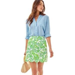 Lilly Pulitzer Tropper Mini Skirt Resort White Daffodil Hill Size 2